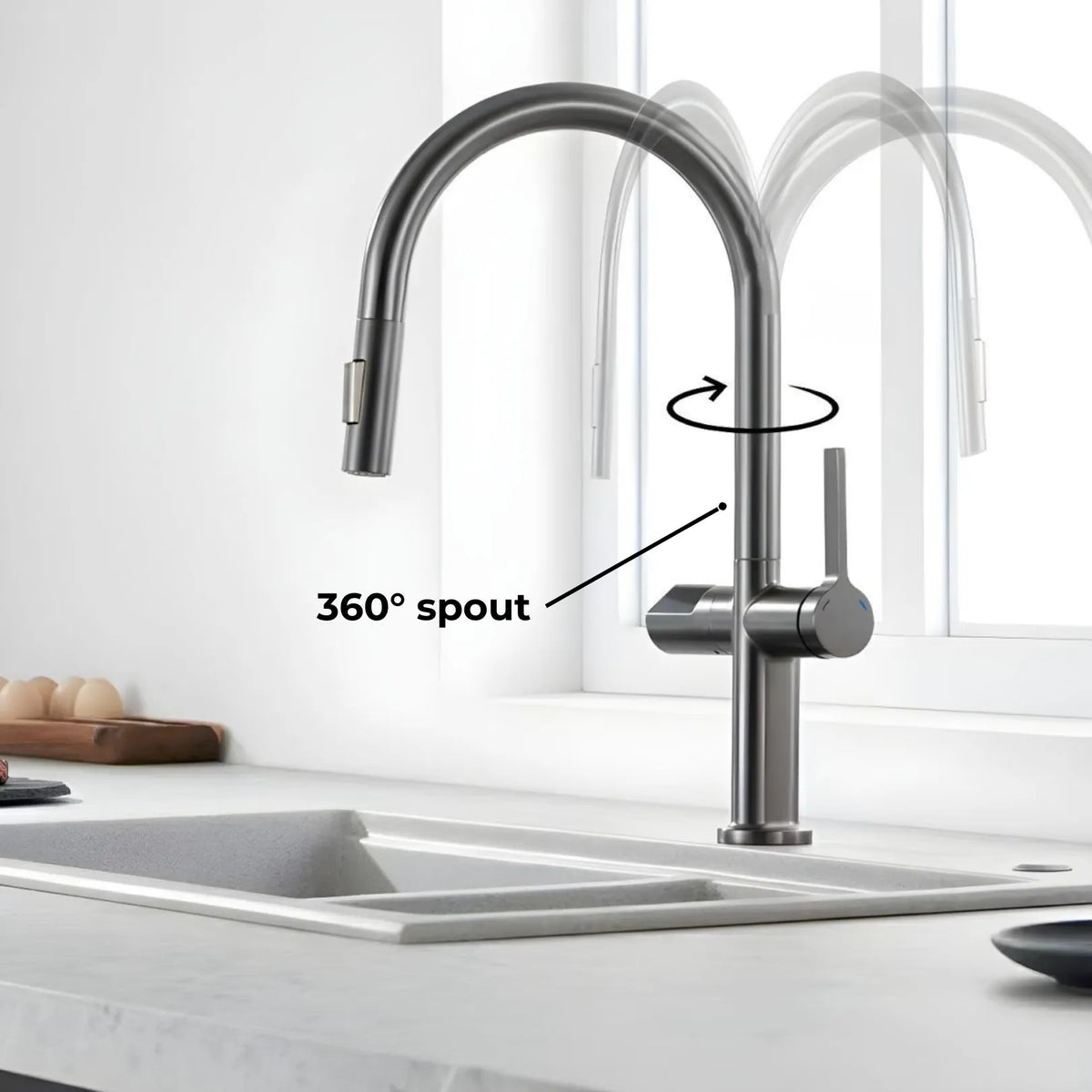 Tume Pull-Out Kitchen Faucet with Temperature Display