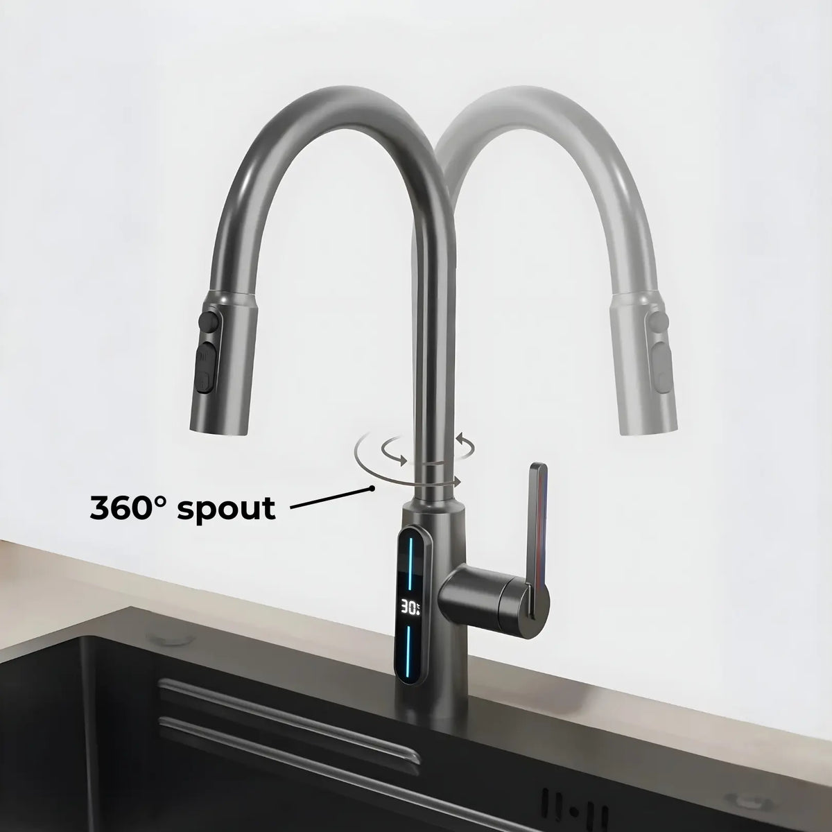 Kona Pull-Out Kitchen Faucet With Temperature Display