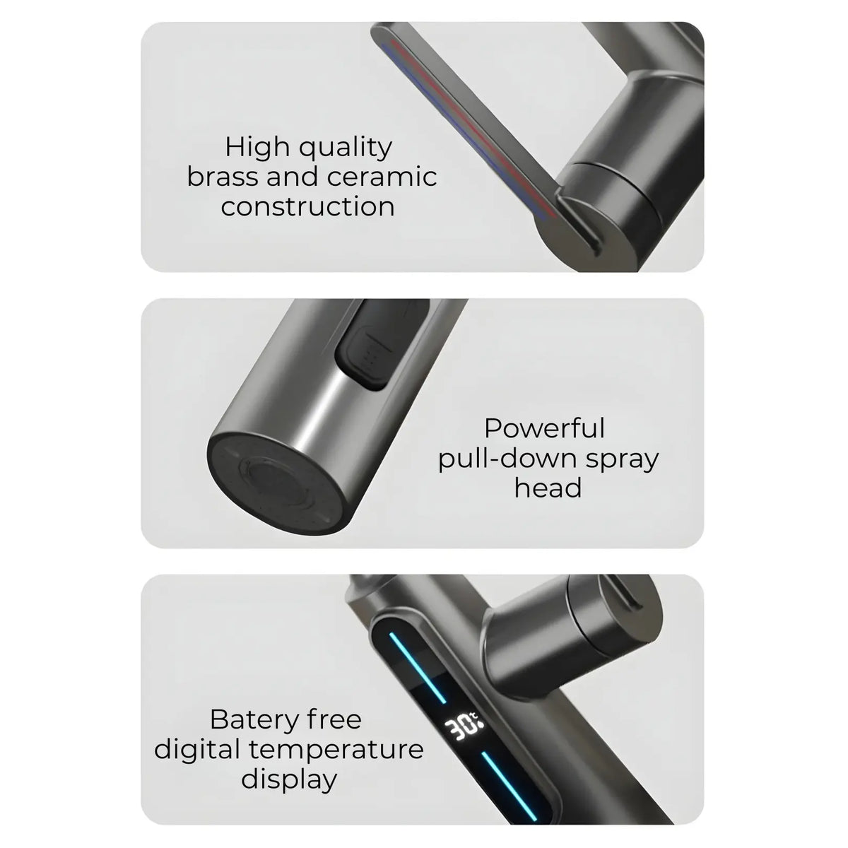 Kona Pull-Out Kitchen Faucet With Temperature Display