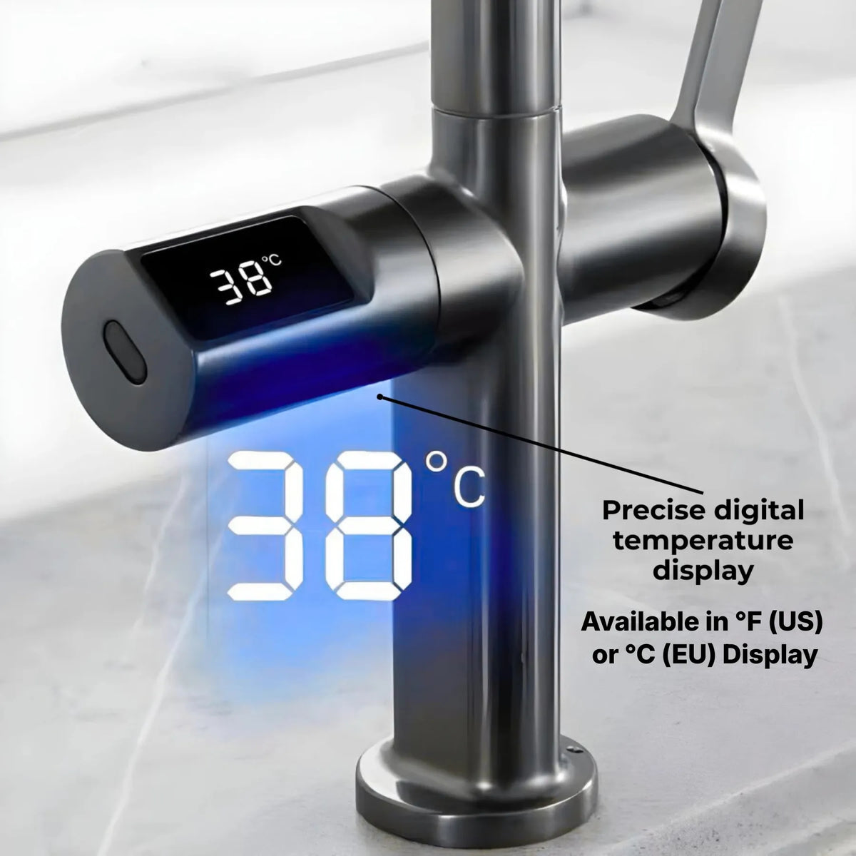 Tume Pull-Out Kitchen Faucet with Temperature Display