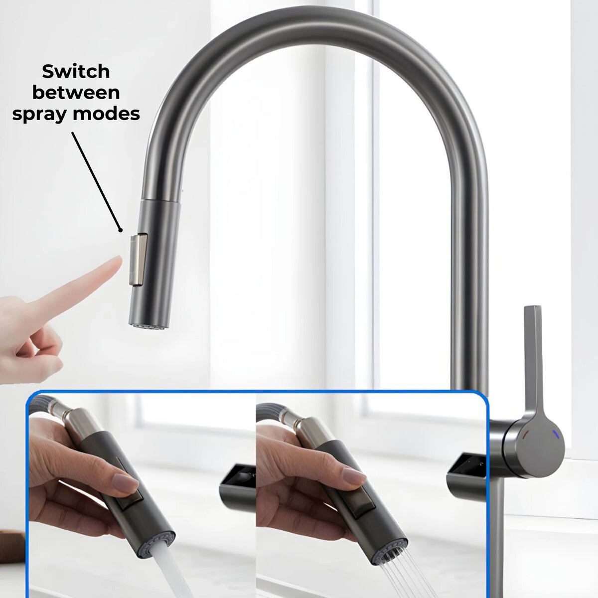 Tume Pull-Out Kitchen Faucet with Temperature Display