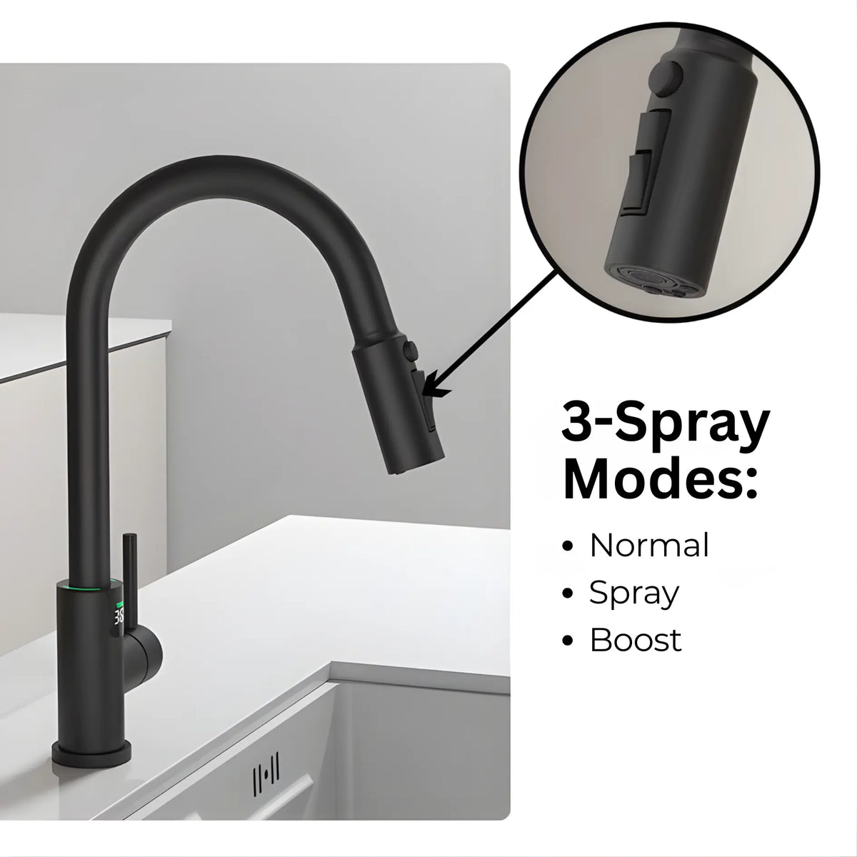 Mulle Pull-Out LED Temperature Display Kitchen Faucet