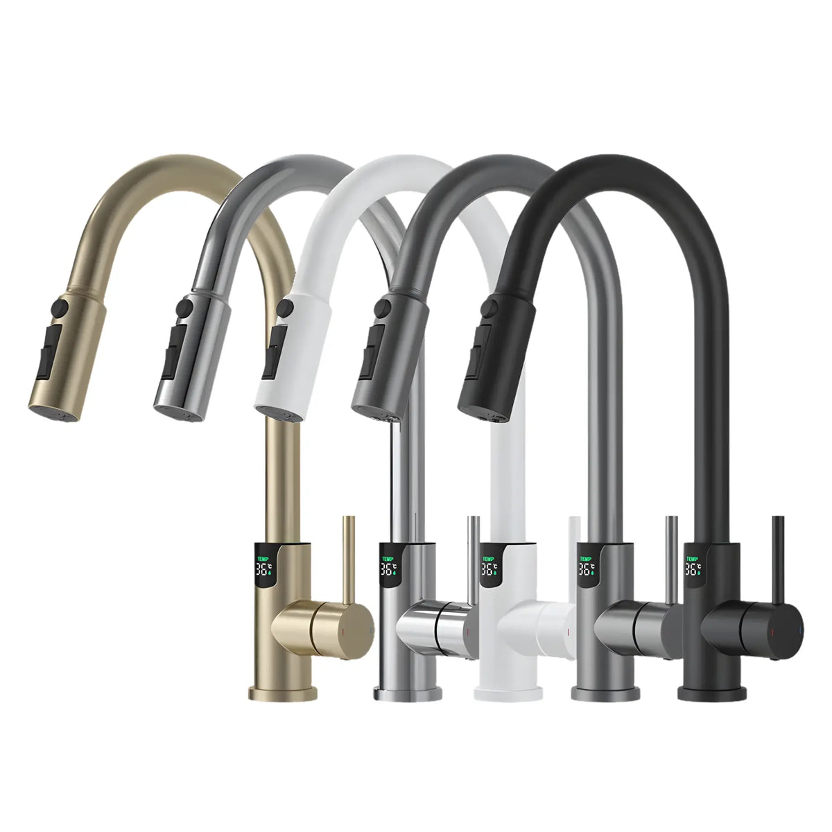 Mulle Pull-Out LED Temperature Display Kitchen Faucet