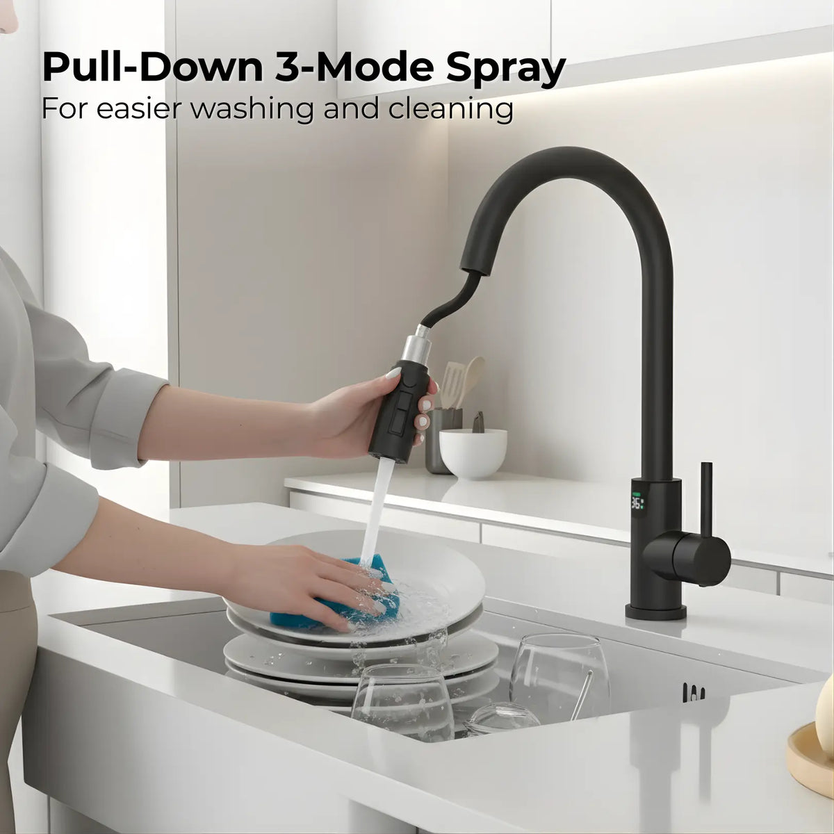Mulle Pull-Out LED Temperature Display Kitchen Faucet