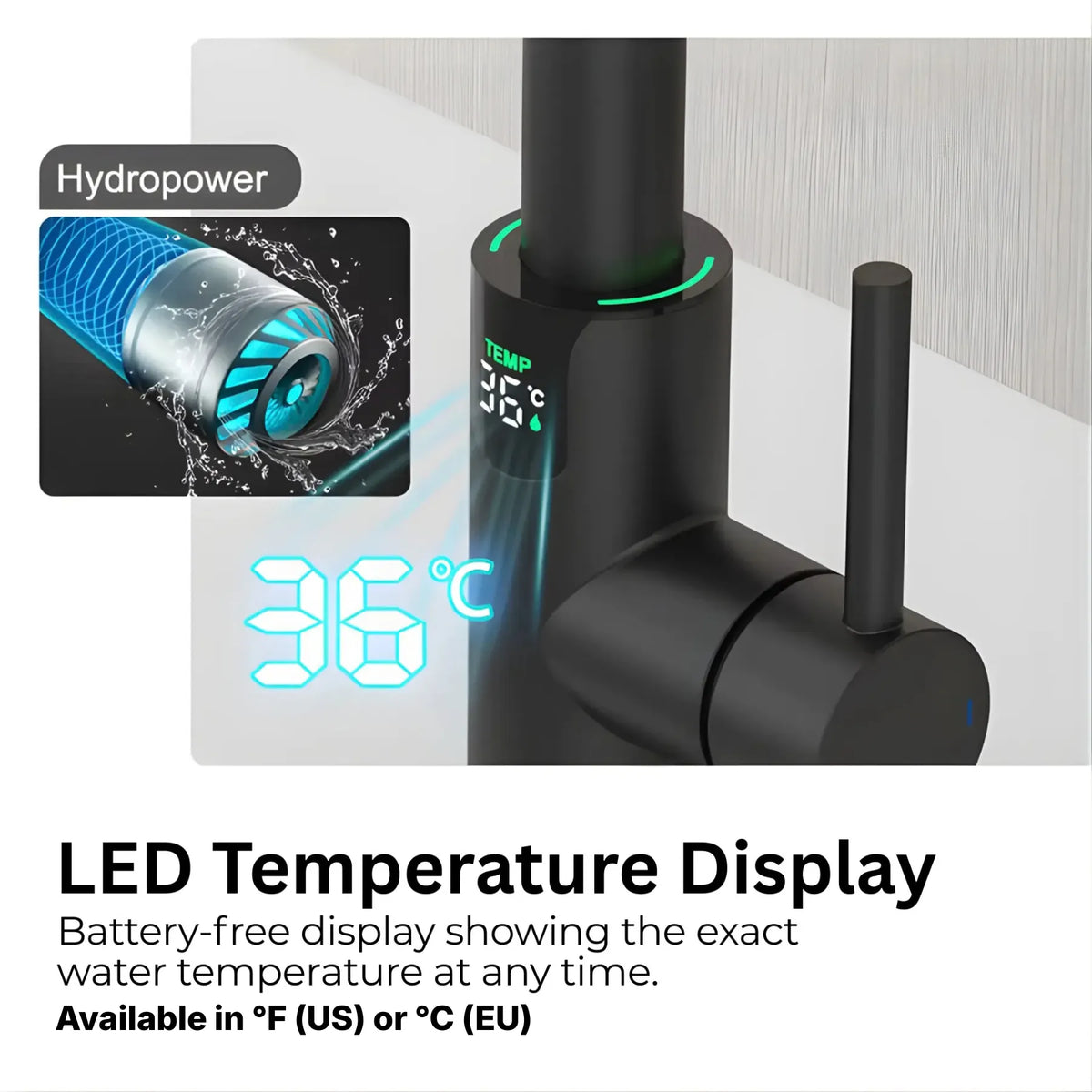 Mulle Pull-Out LED Temperature Display Kitchen Faucet