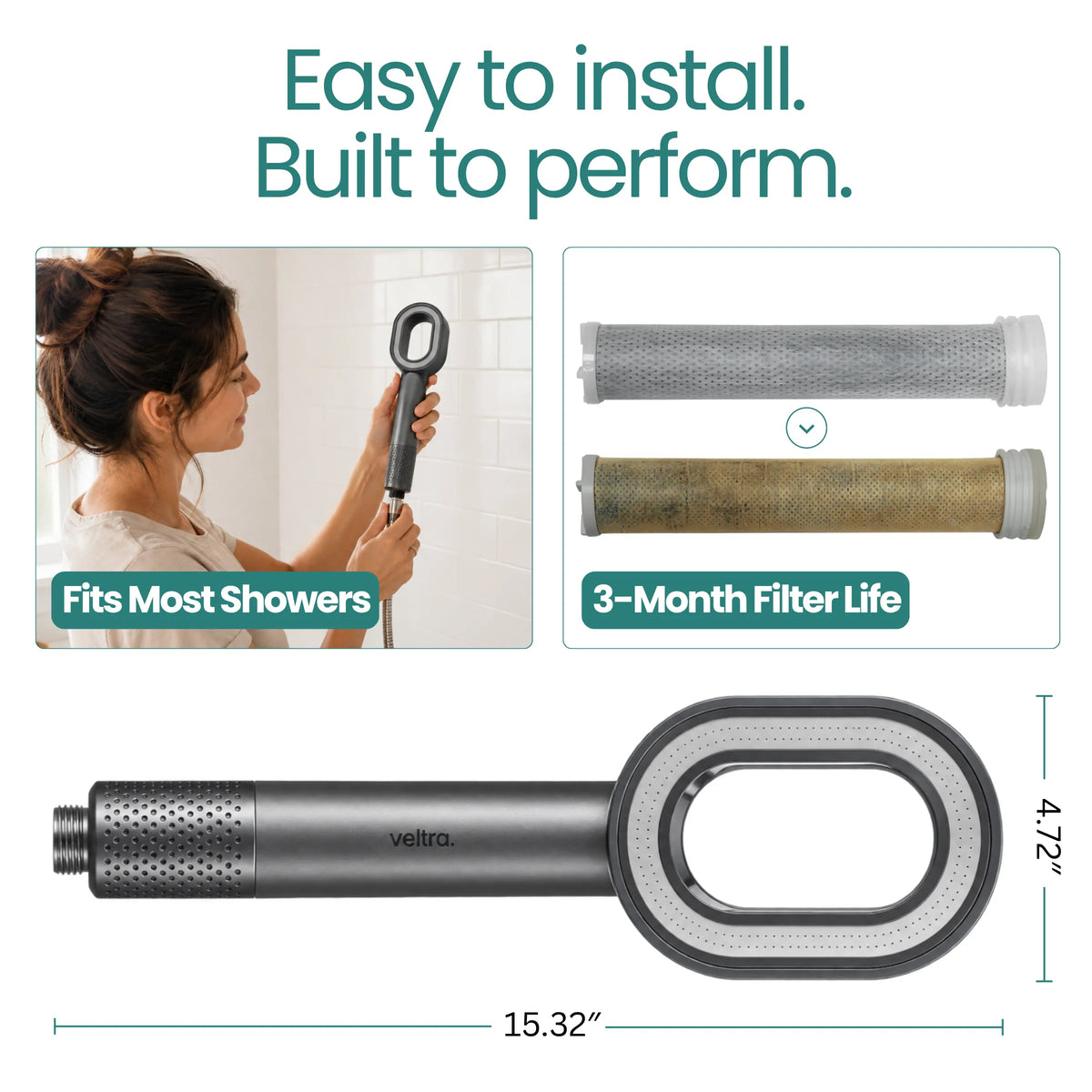 Veltra Body Filtered Showerhead for Hair & Skin